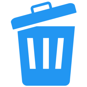 A blue open bin icon