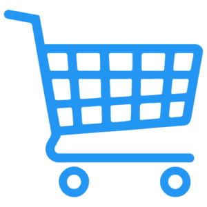 A blue shopping trolley
